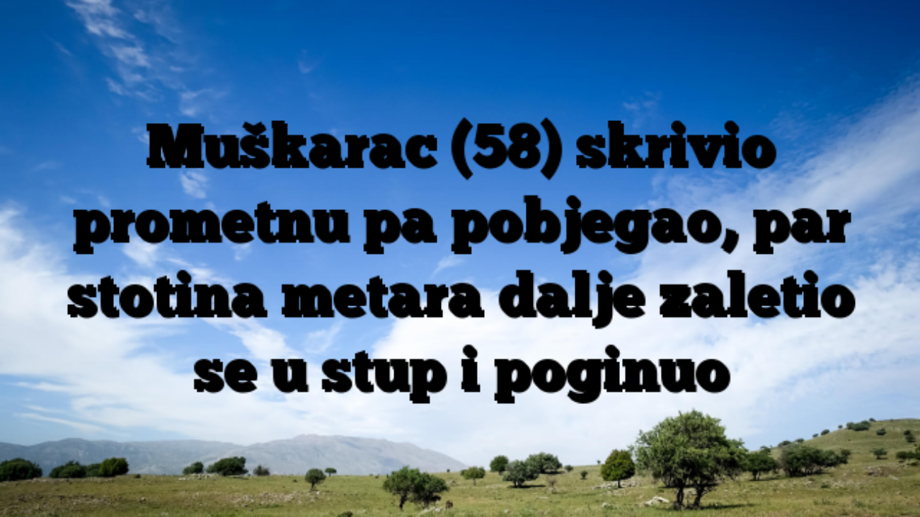 Muškarac (58) skrivio prometnu pa pobjegao, par stotina metara dalje zaletio se u stup i poginuo