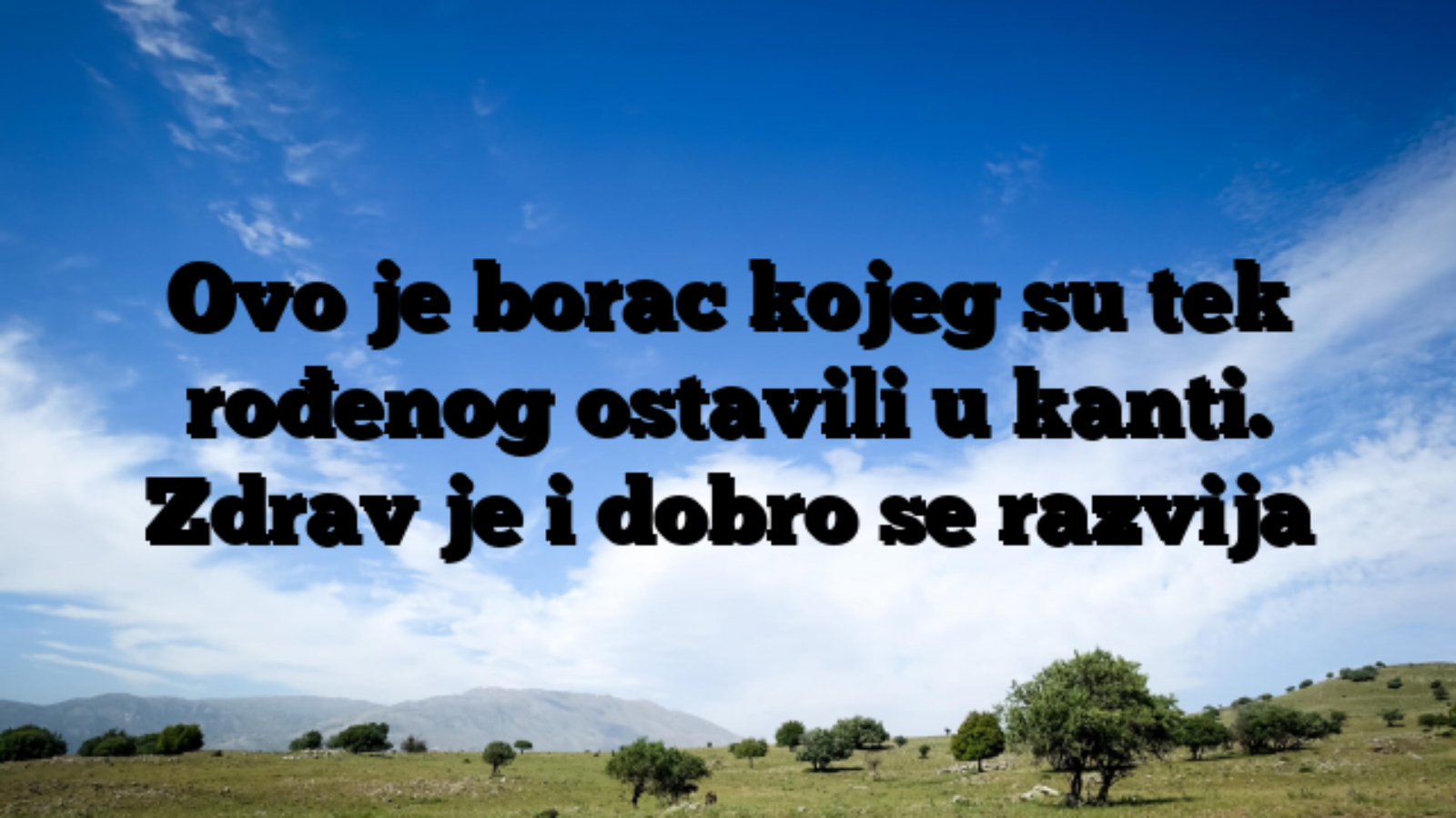 Ovo je borac kojeg su tek rođenog ostavili u kanti. Zdrav je i dobro se razvija